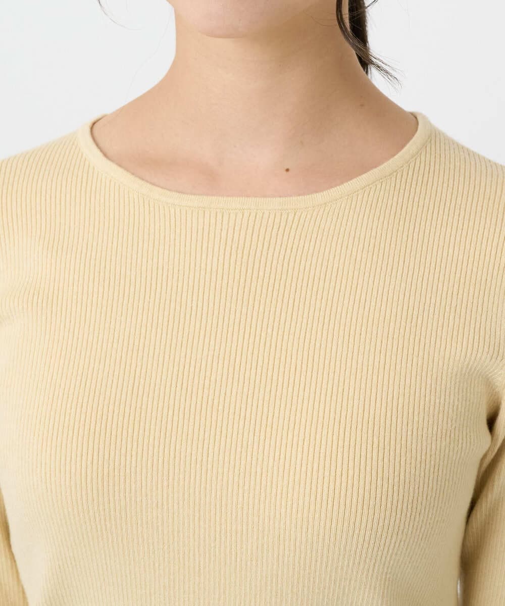 F1FAD41140 MK MICHEL KLEIN(小さいサイズ)(メゾン ドゥ サンク) 【小さいサイズ】フェザー切替えコンパクトリブニット/洗える ライトイエロー