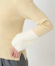 F1FAD41140 MK MICHEL KLEIN(小さいサイズ)(メゾン ドゥ サンク) 【小さいサイズ】フェザー切替えコンパクトリブニット/洗える ライトイエロー