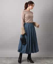 F1FAD41140 MK MICHEL KLEIN(小さいサイズ)(メゾン ドゥ サンク) 【小さいサイズ】フェザー切替えコンパクトリブニット/洗える ライトイエロー