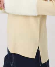 F1FAD41140 MK MICHEL KLEIN(小さいサイズ)(メゾン ドゥ サンク) 【小さいサイズ】フェザー切替えコンパクトリブニット/洗える ライトイエロー