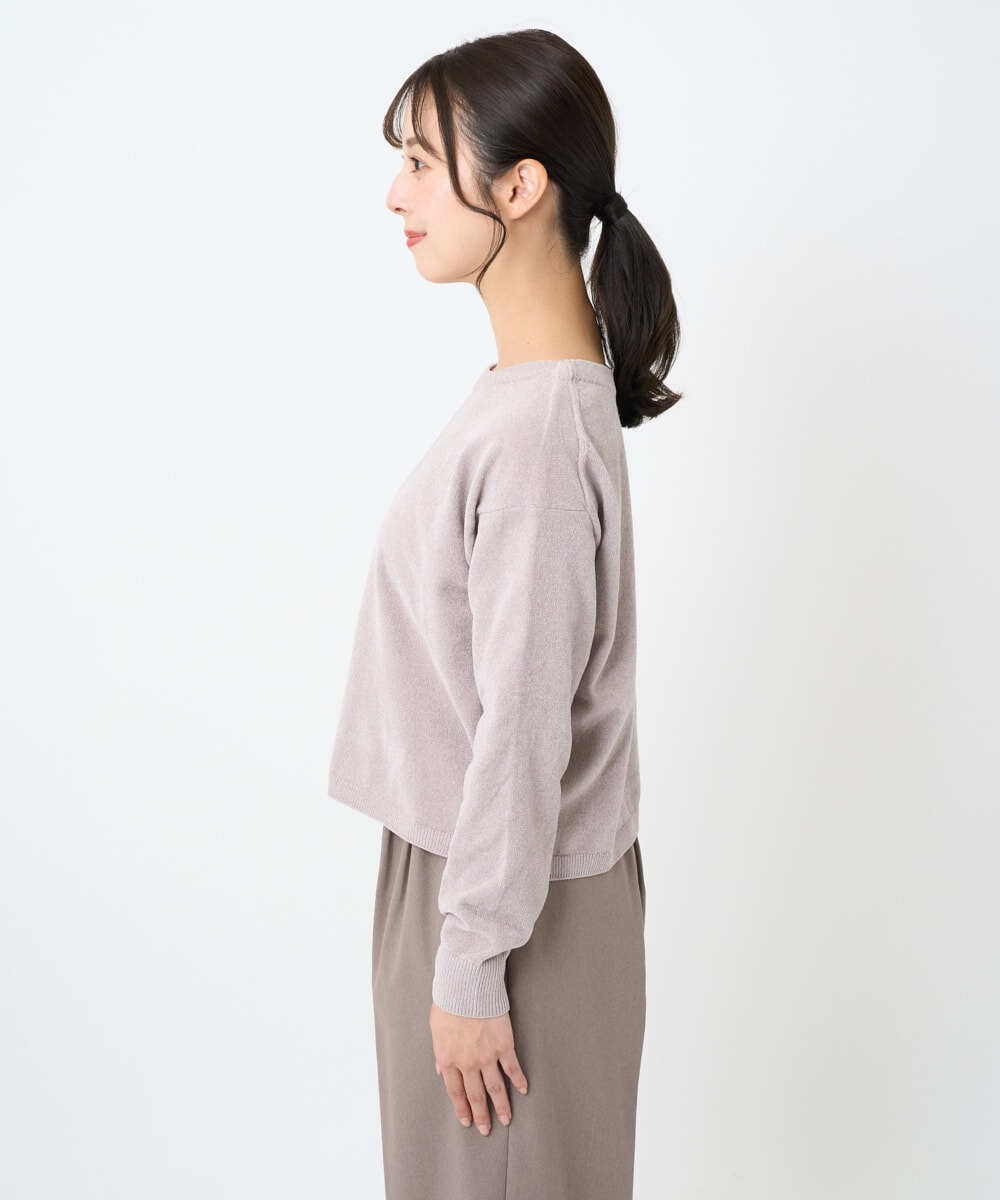 F1FAD45120 MK MICHEL KLEIN(小さいサイズ)(メゾン ドゥ サンク) 【小さいサイズ】モールヤーンボートネックニット/洗える グレージュ