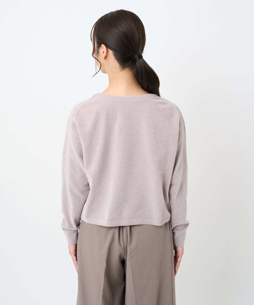 F1FAD45120 MK MICHEL KLEIN(小さいサイズ)(メゾン ドゥ サンク) 【小さいサイズ】モールヤーンボートネックニット/洗える グレージュ