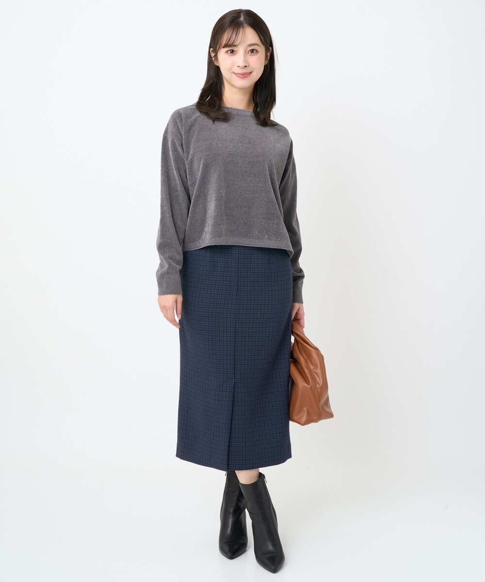 F1FAD45120 MK MICHEL KLEIN(小さいサイズ)(メゾン ドゥ サンク) 【小さいサイズ】モールヤーンボートネックニット/洗える グレージュ