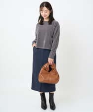 F1FAD45120 MK MICHEL KLEIN(小さいサイズ)(メゾン ドゥ サンク) 【小さいサイズ】モールヤーンボートネックニット/洗える グレージュ