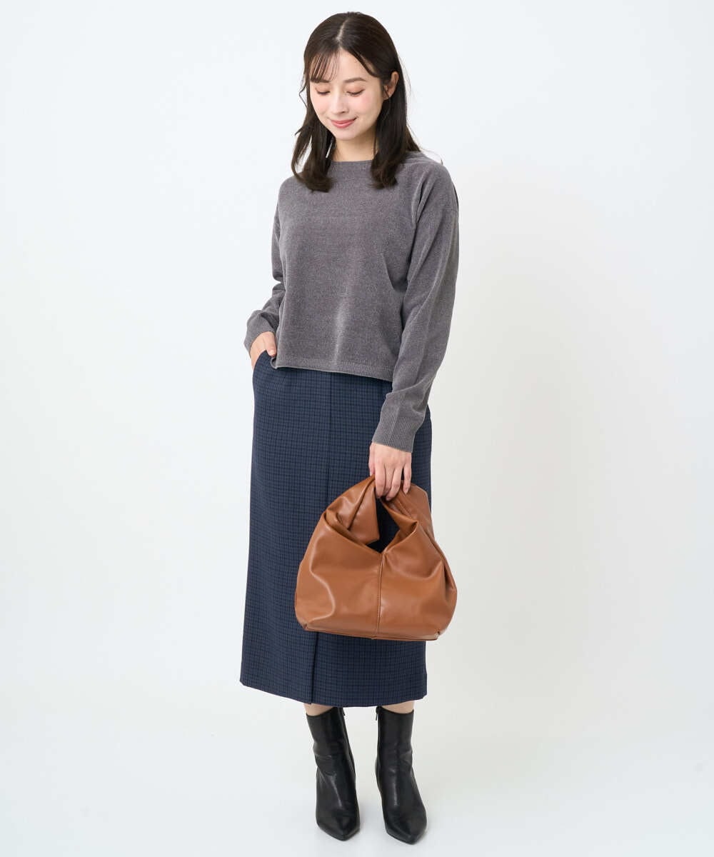 F1FAD45120 MK MICHEL KLEIN(小さいサイズ)(メゾン ドゥ サンク) 【小さいサイズ】モールヤーンボートネックニット/洗える グレージュ