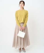 F1FAD45120 MK MICHEL KLEIN(小さいサイズ)(メゾン ドゥ サンク) 【小さいサイズ】モールヤーンボートネックニット/洗える グレージュ