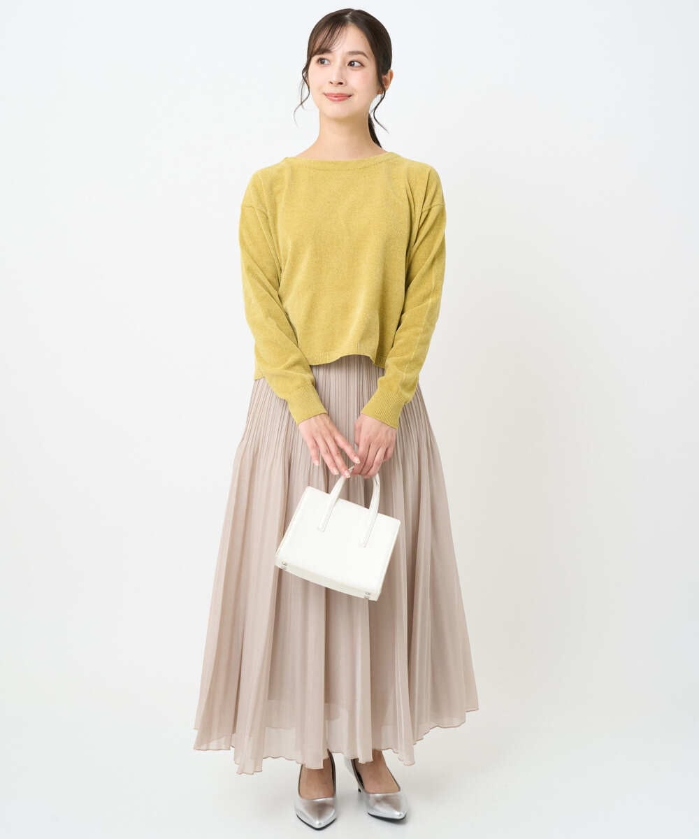 F1FAD45120 MK MICHEL KLEIN(小さいサイズ)(メゾン ドゥ サンク) 【小さいサイズ】モールヤーンボートネックニット/洗える グレージュ