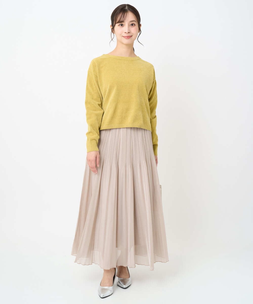 F1FAD45120 MK MICHEL KLEIN(小さいサイズ)(メゾン ドゥ サンク) 【小さいサイズ】モールヤーンボートネックニット/洗える グレージュ