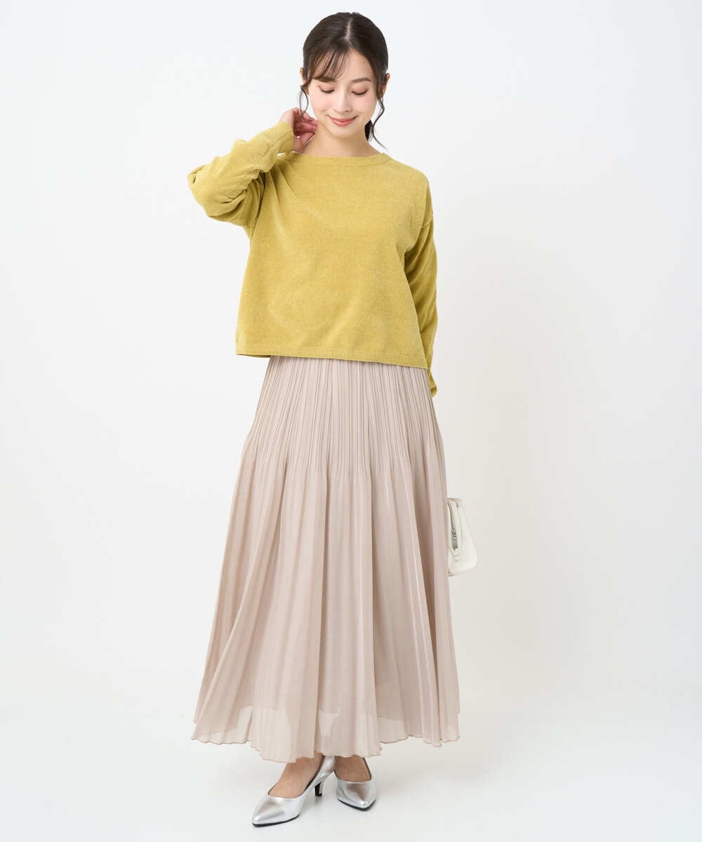 F1FAD45120 MK MICHEL KLEIN(小さいサイズ)(メゾン ドゥ サンク) 【小さいサイズ】モールヤーンボートネックニット/洗える グレージュ