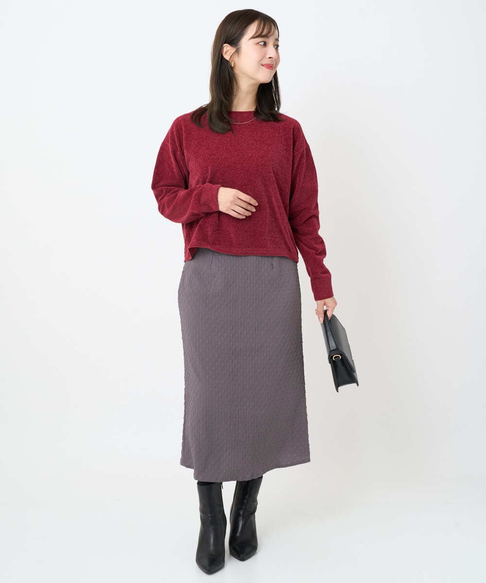 F1FAD45120 MK MICHEL KLEIN(小さいサイズ)(メゾン ドゥ サンク) 【小さいサイズ】モールヤーンボートネックニット/洗える グレージュ