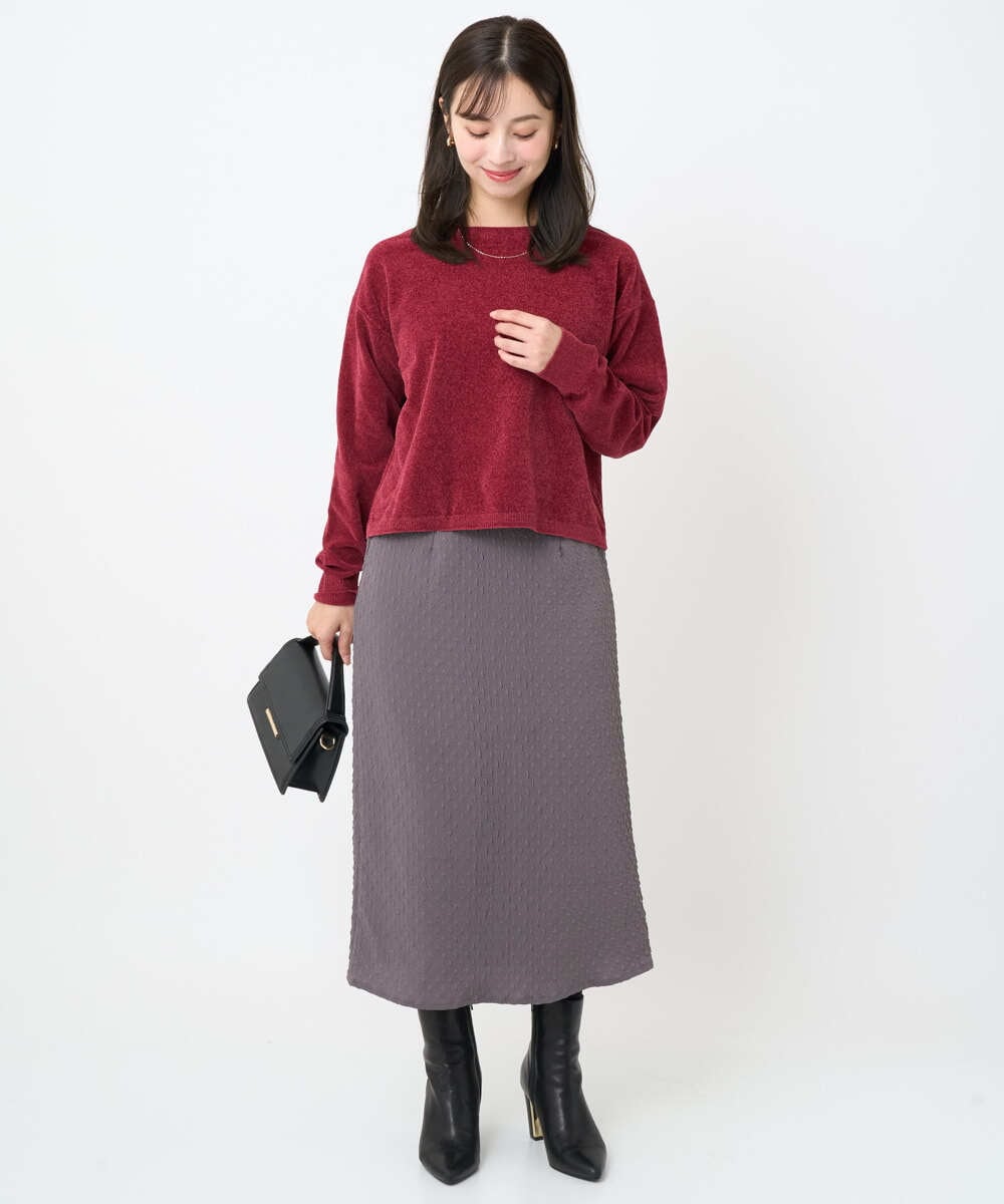 F1FAD45120 MK MICHEL KLEIN(小さいサイズ)(メゾン ドゥ サンク) 【小さいサイズ】モールヤーンボートネックニット/洗える グレージュ