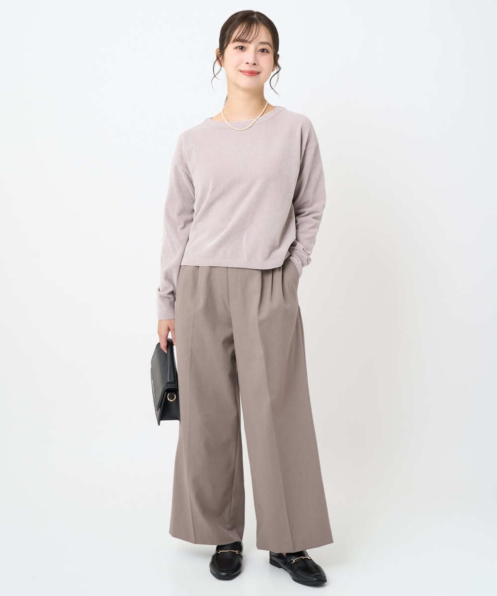 F1FAD45120 MK MICHEL KLEIN(小さいサイズ)(メゾン ドゥ サンク) 【小さいサイズ】モールヤーンボートネックニット/洗える グレージュ