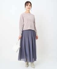 F1FAD45120 MK MICHEL KLEIN(小さいサイズ)(メゾン ドゥ サンク) 【小さいサイズ】モールヤーンボートネックニット/洗える グレージュ