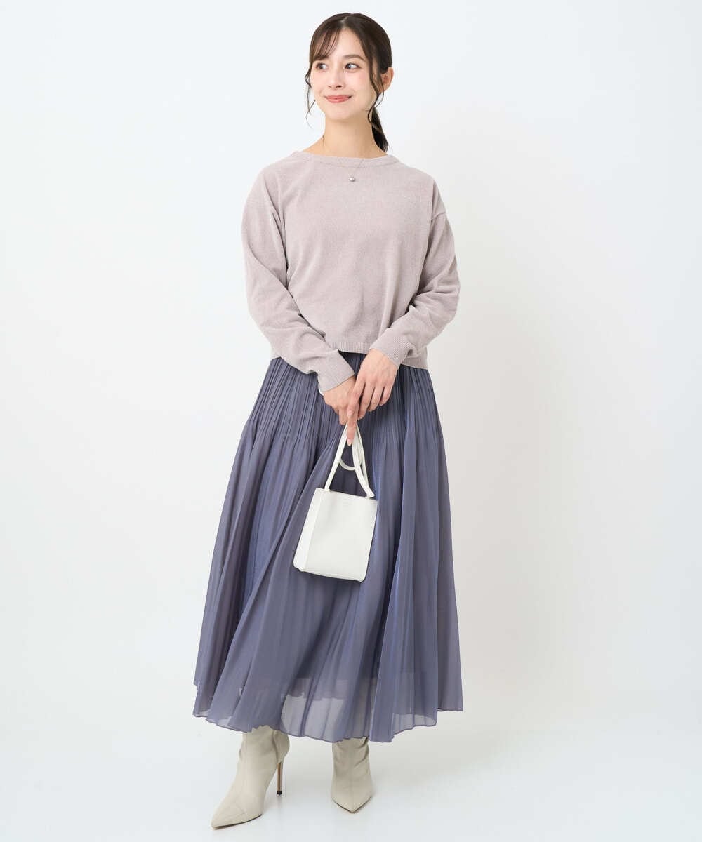 F1FAD45120 MK MICHEL KLEIN(小さいサイズ)(メゾン ドゥ サンク) 【小さいサイズ】モールヤーンボートネックニット/洗える グレージュ