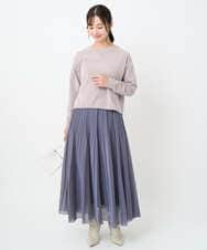 F1FAD45120 MK MICHEL KLEIN(小さいサイズ)(メゾン ドゥ サンク) 【小さいサイズ】モールヤーンボートネックニット/洗える グレージュ