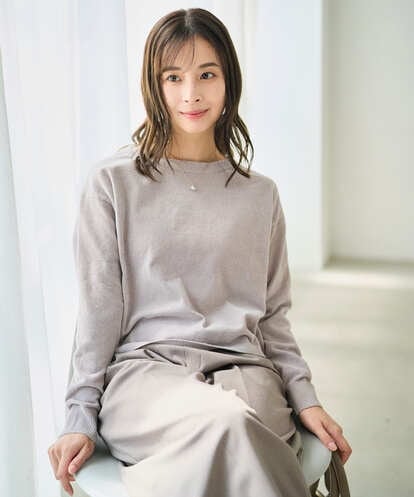F1FAD45120 MK MICHEL KLEIN(小さいサイズ) 【小さいサイズ】モールヤーンボートネックニット/洗える