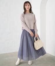 F1FAD45120 MK MICHEL KLEIN(小さいサイズ)(メゾン ドゥ サンク) 【小さいサイズ】モールヤーンボートネックニット/洗える グレージュ