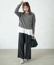 F1FAD45120 MK MICHEL KLEIN(小さいサイズ)(メゾン ドゥ サンク) 【小さいサイズ】モールヤーンボートネックニット/洗える グレージュ