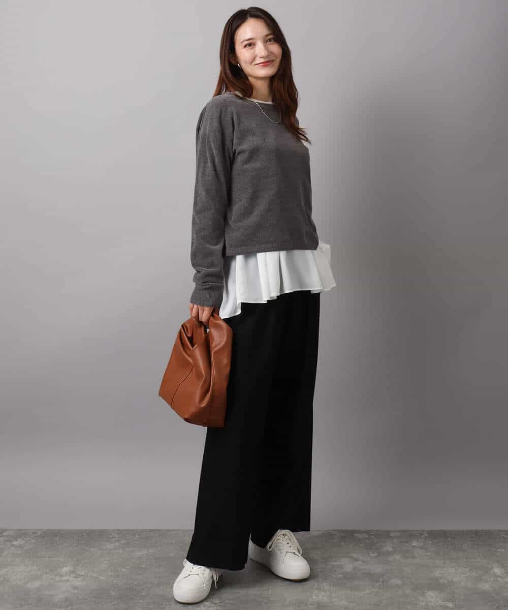 F1FAD45120 MK MICHEL KLEIN(小さいサイズ)(メゾン ドゥ サンク) 【小さいサイズ】モールヤーンボートネックニット/洗える マスタード