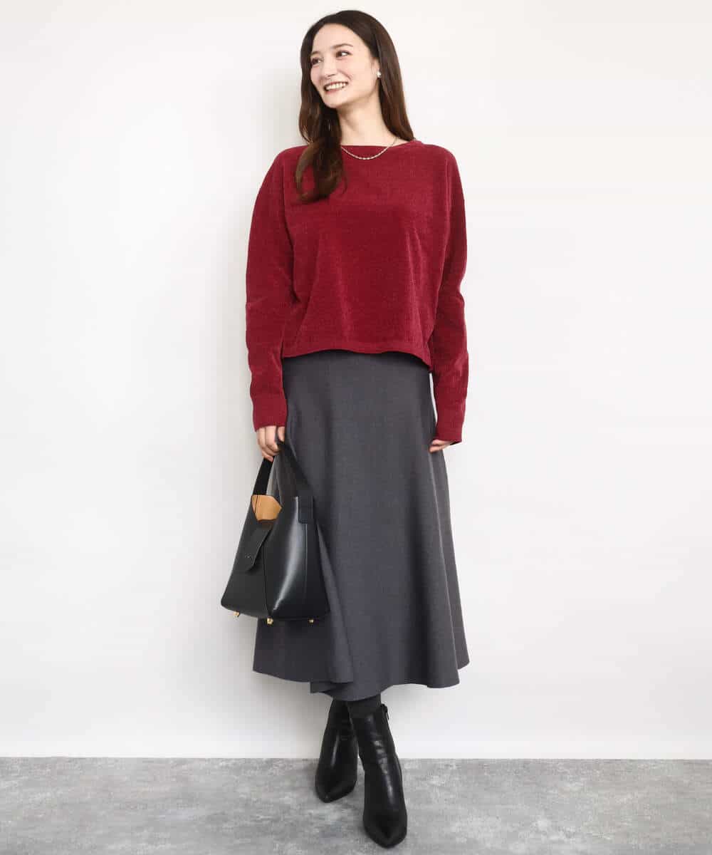F1FAD45120 MK MICHEL KLEIN(小さいサイズ)(メゾン ドゥ サンク) 【小さいサイズ】モールヤーンボートネックニット/洗える マスタード