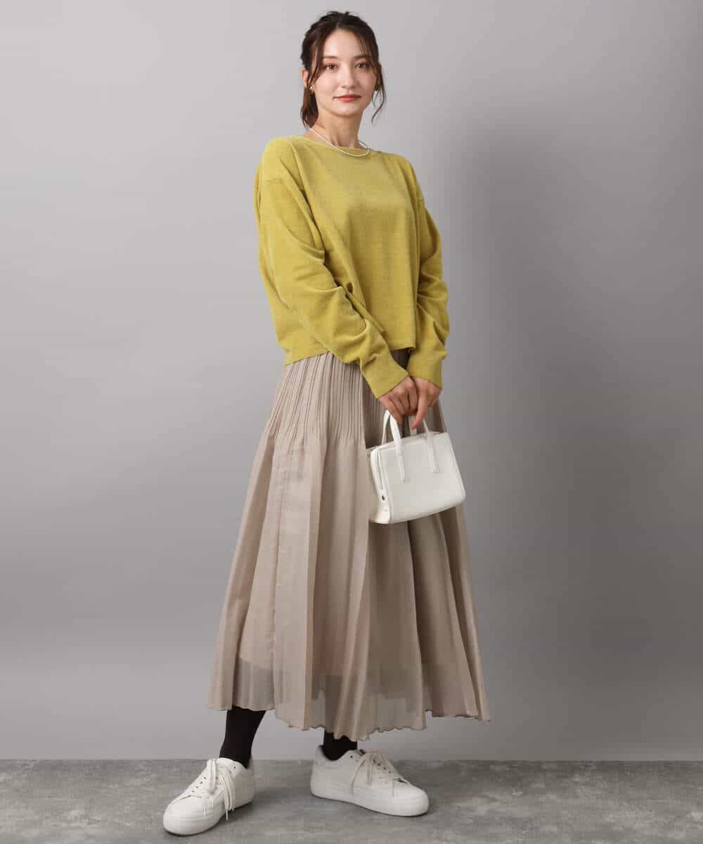 F1FAD45120 MK MICHEL KLEIN(小さいサイズ)(メゾン ドゥ サンク) 【小さいサイズ】モールヤーンボートネックニット/洗える マスタード
