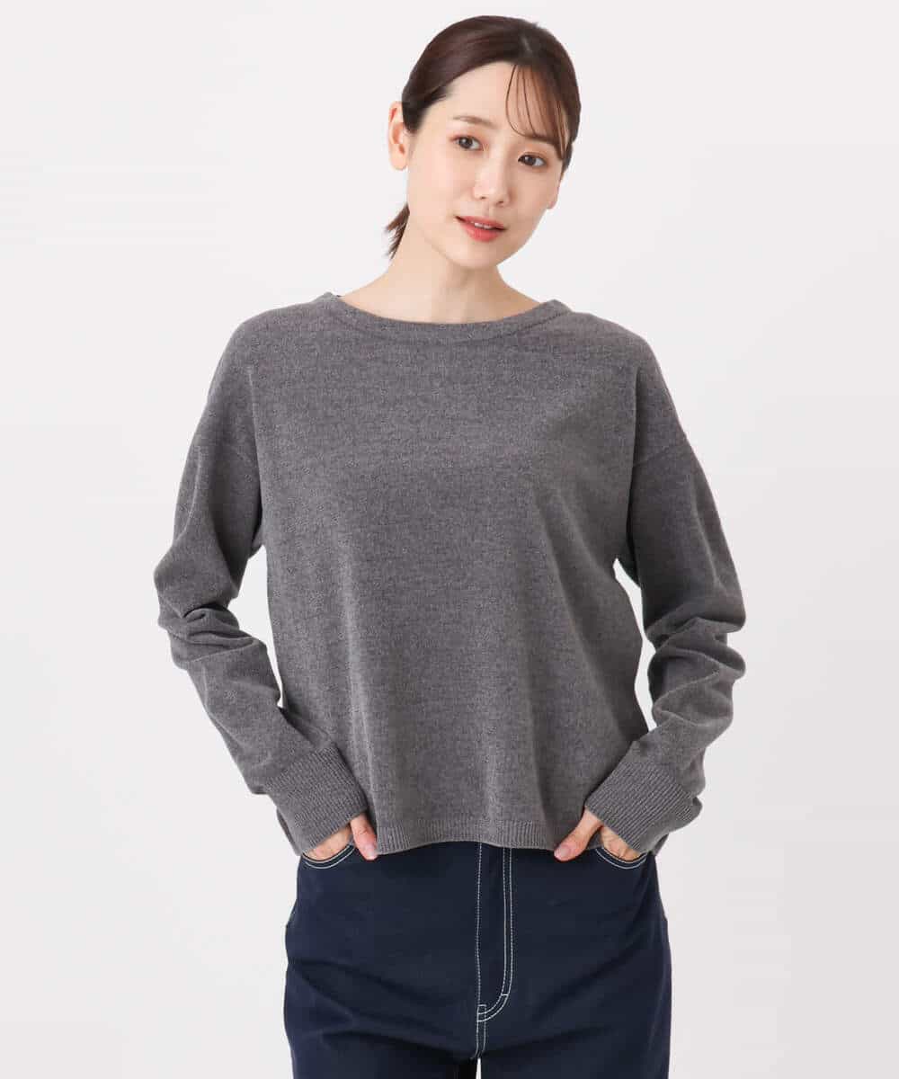 F1FAD45120 MK MICHEL KLEIN(小さいサイズ)(メゾン ドゥ サンク) 【小さいサイズ】モールヤーンボートネックニット/洗える マスタード