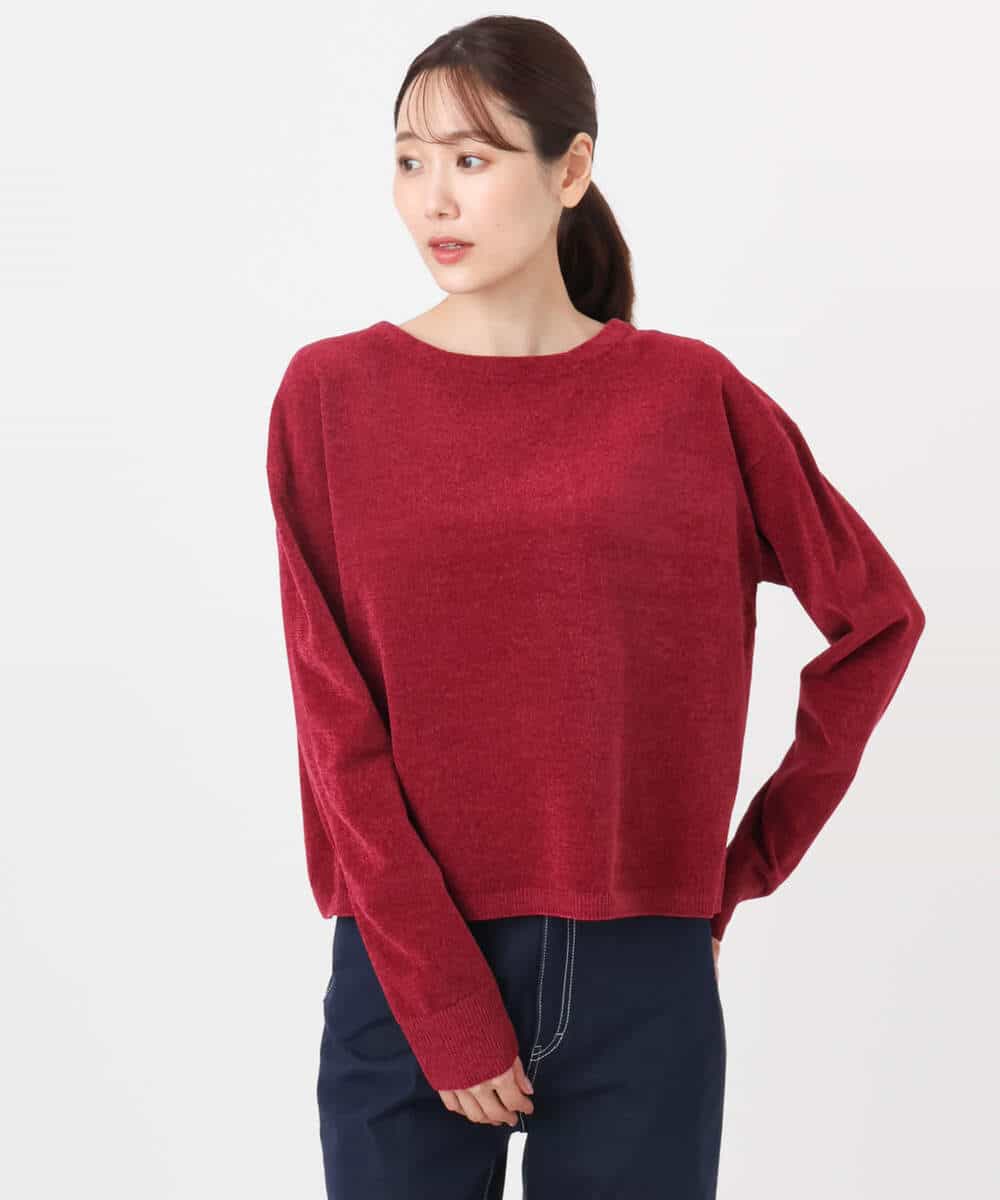 F1FAD45120 MK MICHEL KLEIN(小さいサイズ)(メゾン ドゥ サンク) 【小さいサイズ】モールヤーンボートネックニット/洗える マスタード