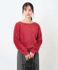 F1FAD46130 MK MICHEL KLEIN(小さいサイズ)(メゾン ドゥ サンク) 【小さいサイズ】フェザーニットプルオーバー/前後2way/洗える レッド