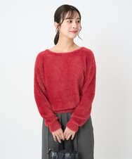 F1FAD46130 MK MICHEL KLEIN(小さいサイズ)(メゾン ドゥ サンク) 【小さいサイズ】フェザーニットプルオーバー/前後2way/洗える レッド