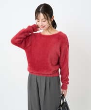 F1FAD46130 MK MICHEL KLEIN(小さいサイズ)(メゾン ドゥ サンク) 【小さいサイズ】フェザーニットプルオーバー/前後2way/洗える レッド