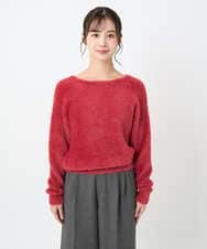 F1FAD46130 MK MICHEL KLEIN(小さいサイズ)(メゾン ドゥ サンク) 【小さいサイズ】フェザーニットプルオーバー/前後2way/洗える レッド