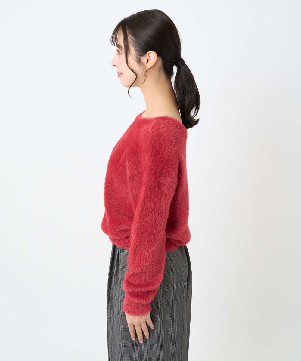 F1FAD46130 MK MICHEL KLEIN(小さいサイズ)(メゾン ドゥ サンク) 【小さいサイズ】フェザーニットプルオーバー/前後2way/洗える レッド