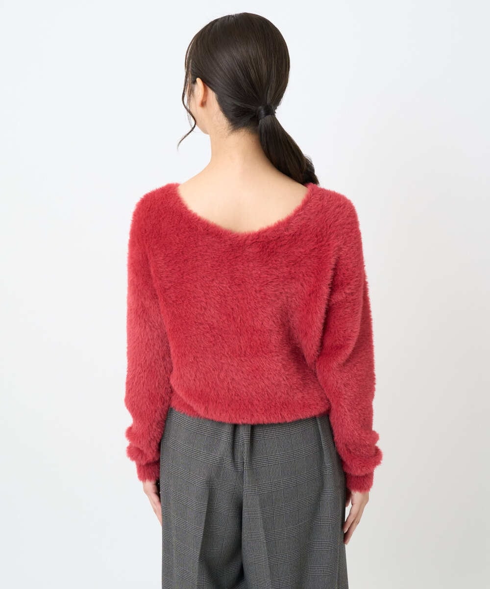 F1FAD46130 MK MICHEL KLEIN(小さいサイズ)(メゾン ドゥ サンク) 【小さいサイズ】フェザーニットプルオーバー/前後2way/洗える レッド