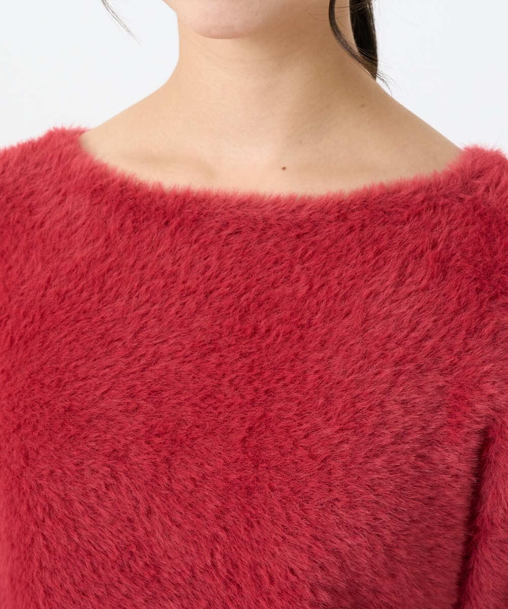 F1FAD46130 MK MICHEL KLEIN(小さいサイズ)(メゾン ドゥ サンク) 【小さいサイズ】フェザーニットプルオーバー/前後2way/洗える レッド