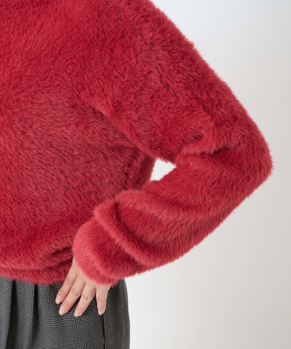 F1FAD46130 MK MICHEL KLEIN(小さいサイズ)(メゾン ドゥ サンク) 【小さいサイズ】フェザーニットプルオーバー/前後2way/洗える レッド