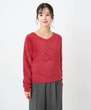 F1FAD46130 MK MICHEL KLEIN(小さいサイズ)(メゾン ドゥ サンク) 【小さいサイズ】フェザーニットプルオーバー/前後2way/洗える レッド