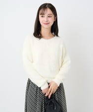 F1FAD46130 MK MICHEL KLEIN(小さいサイズ)(メゾン ドゥ サンク) 【小さいサイズ】フェザーニットプルオーバー/前後2way/洗える レッド