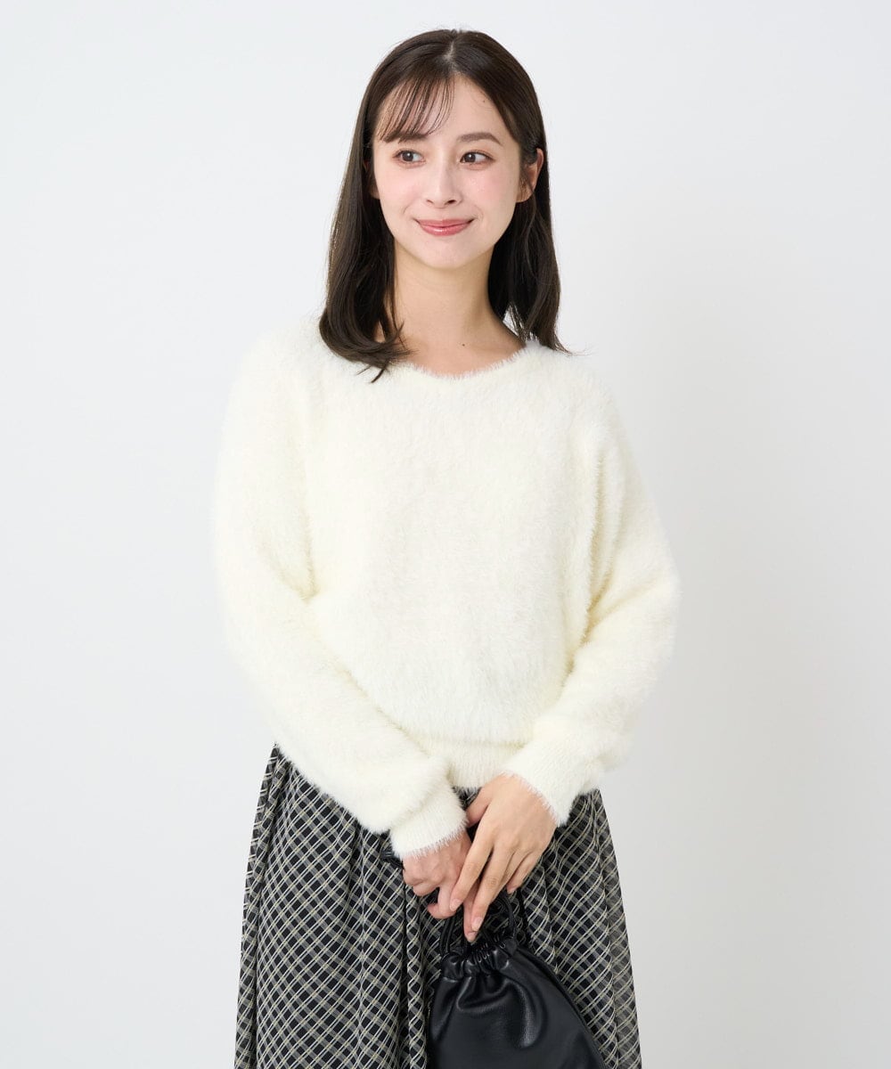 F1FAD46130 MK MICHEL KLEIN(小さいサイズ)(メゾン ドゥ サンク) 【小さいサイズ】フェザーニットプルオーバー/前後2way/洗える レッド