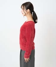 F1FAD46130 MK MICHEL KLEIN(小さいサイズ)(メゾン ドゥ サンク) 【小さいサイズ】フェザーニットプルオーバー/前後2way/洗える レッド