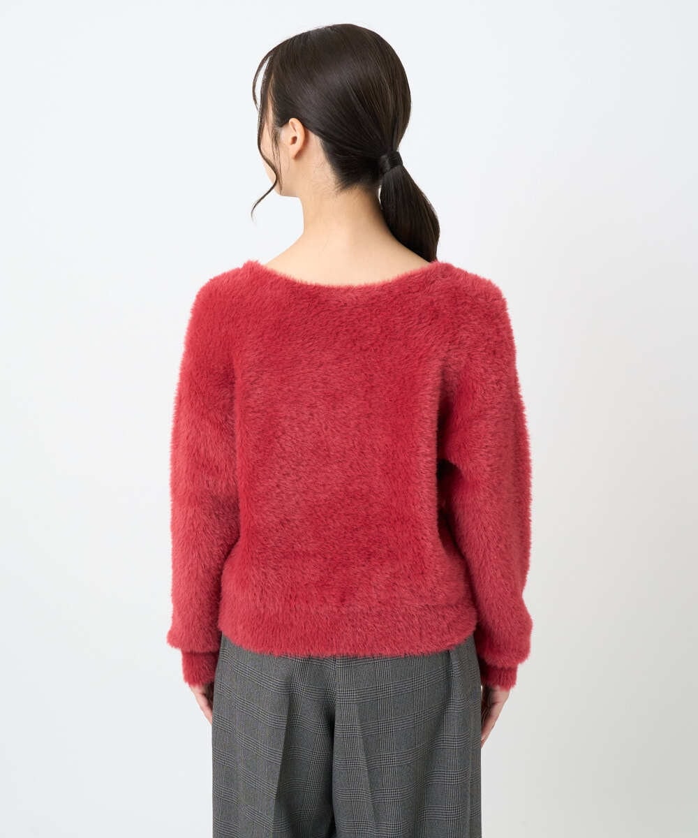 F1FAD46130 MK MICHEL KLEIN(小さいサイズ)(メゾン ドゥ サンク) 【小さいサイズ】フェザーニットプルオーバー/前後2way/洗える レッド