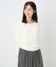 F1FAD46130 MK MICHEL KLEIN(小さいサイズ)(メゾン ドゥ サンク) 【小さいサイズ】フェザーニットプルオーバー/前後2way/洗える レッド