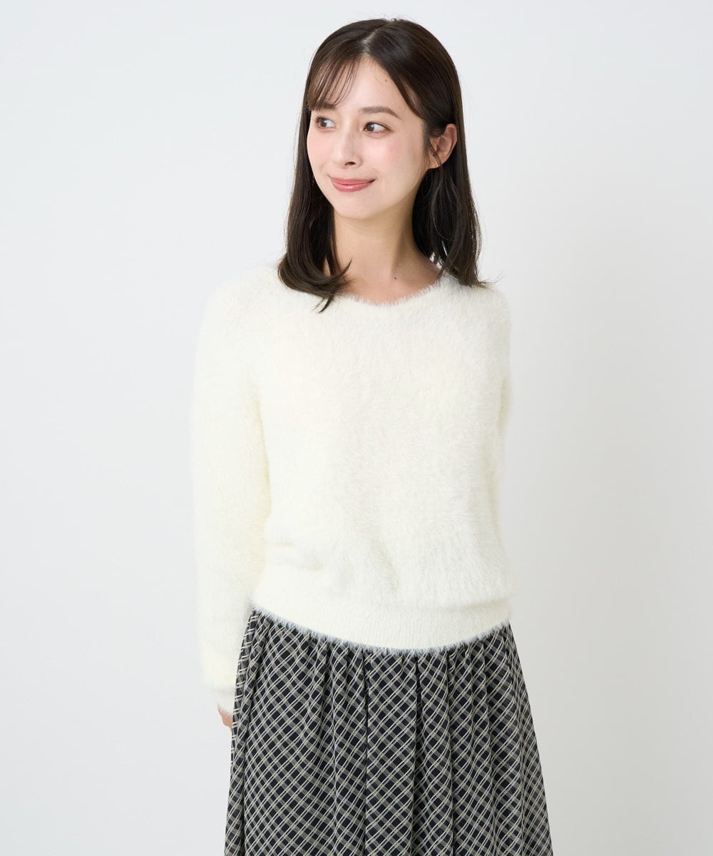 F1FAD46130 MK MICHEL KLEIN(小さいサイズ)(メゾン ドゥ サンク) 【小さいサイズ】フェザーニットプルオーバー/前後2way/洗える レッド