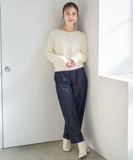 F1FAD46130 MK MICHEL KLEIN(小さいサイズ)(メゾン ドゥ サンク) 【小さいサイズ】フェザーニットプルオーバー/前後2way/洗える レッド