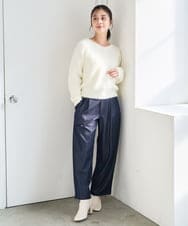 F1FAD46130 MK MICHEL KLEIN(小さいサイズ)(メゾン ドゥ サンク) 【小さいサイズ】フェザーニットプルオーバー/前後2way/洗える レッド