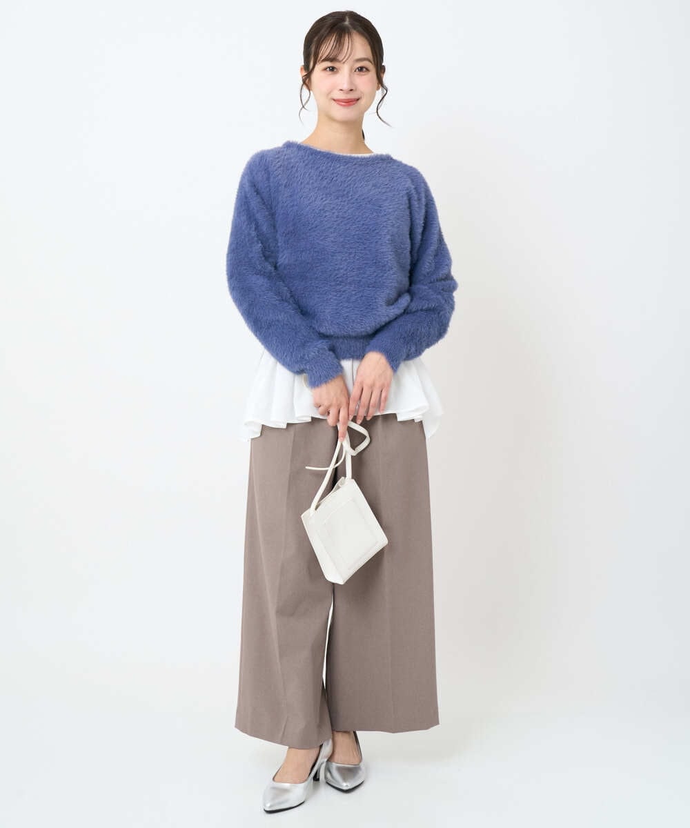 F1FAD46130 MK MICHEL KLEIN(小さいサイズ)(メゾン ドゥ サンク) 【小さいサイズ】フェザーニットプルオーバー/前後2way/洗える レッド