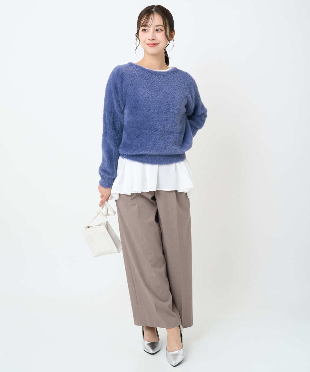 F1FAD46130 MK MICHEL KLEIN(小さいサイズ)(メゾン ドゥ サンク) 【小さいサイズ】フェザーニットプルオーバー/前後2way/洗える レッド