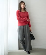 F1FAD46130 MK MICHEL KLEIN(小さいサイズ)(メゾン ドゥ サンク) 【小さいサイズ】フェザーニットプルオーバー/前後2way/洗える レッド