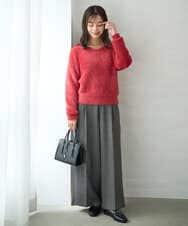 F1FAD46130 MK MICHEL KLEIN(小さいサイズ)(メゾン ドゥ サンク) 【小さいサイズ】フェザーニットプルオーバー/前後2way/洗える レッド