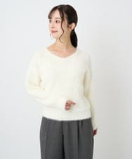 F1FAD46130 MK MICHEL KLEIN(小さいサイズ)(メゾン ドゥ サンク) 【小さいサイズ】フェザーニットプルオーバー/前後2way/洗える レッド