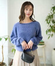 F1FAD46130 MK MICHEL KLEIN(小さいサイズ)(メゾン ドゥ サンク) 【小さいサイズ】フェザーニットプルオーバー/前後2way/洗える レッド